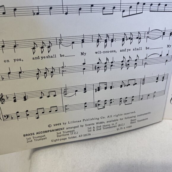 Ye Shall Be Witnesses S.A.T.B. Piano Sheet Music Kirk 1963 Lillenas Pub. AT-1017 - Picture 5 of 8